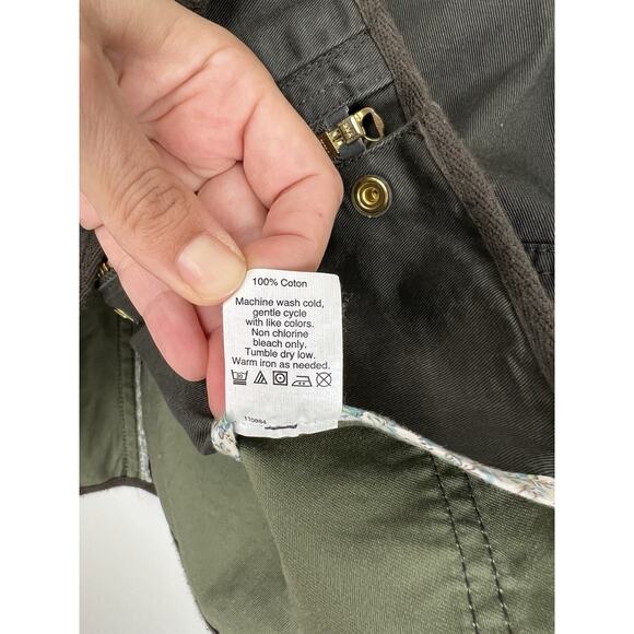 J Crew Factory Womens XS Resin Coated Twill Field Utility Jacket Green Zip Front - Picture 9 of 11